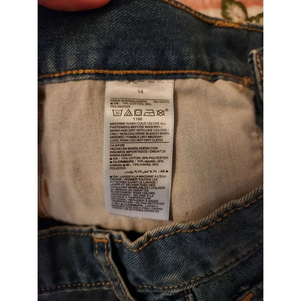 Old Navy Girls Denim Blue Jeans Shorts Adjustable Waist‎ Pockets Size 14